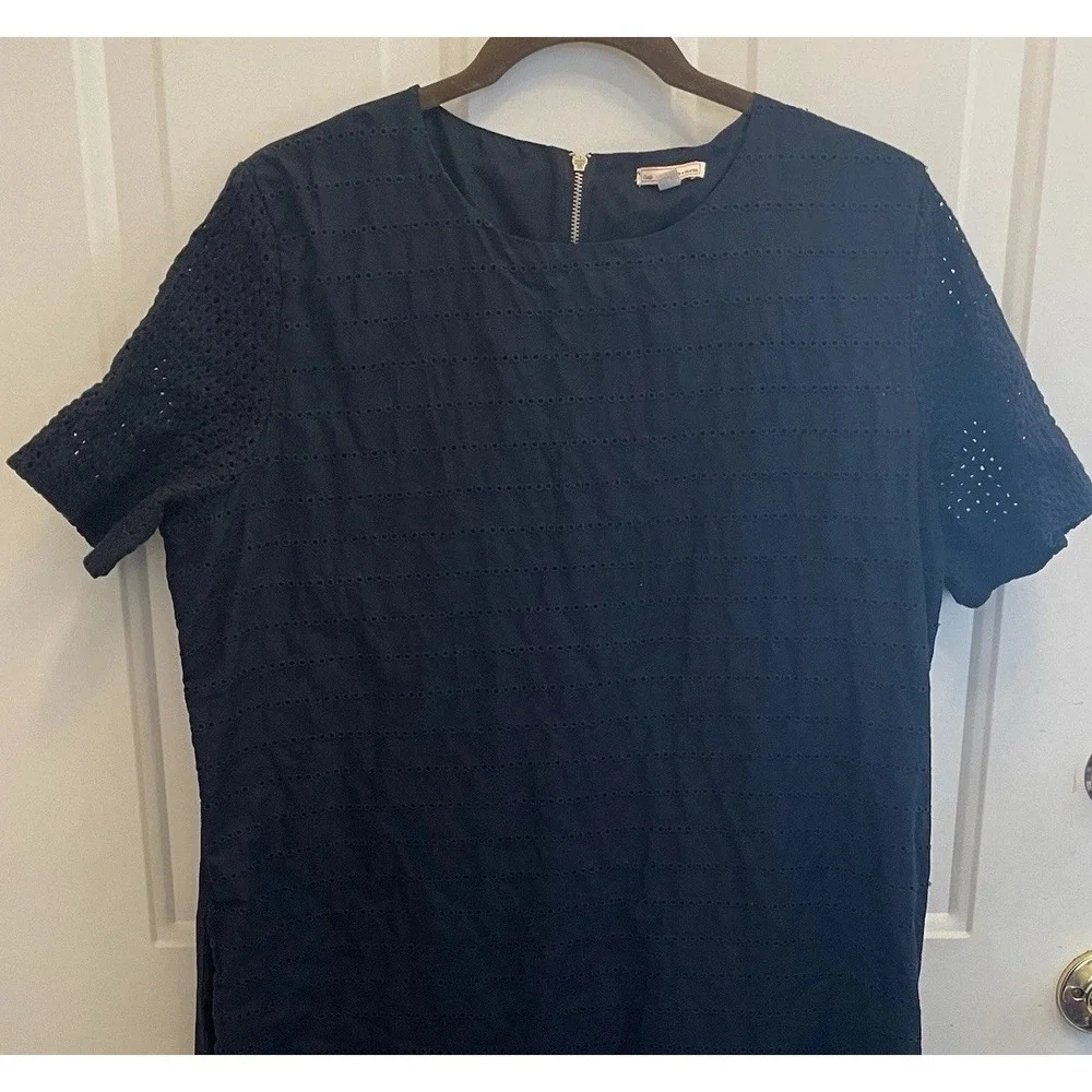 GAP Cotton Navy Blue Dress‎ Eyelet 14 Sheath Sundress Summer Vacation Casual
